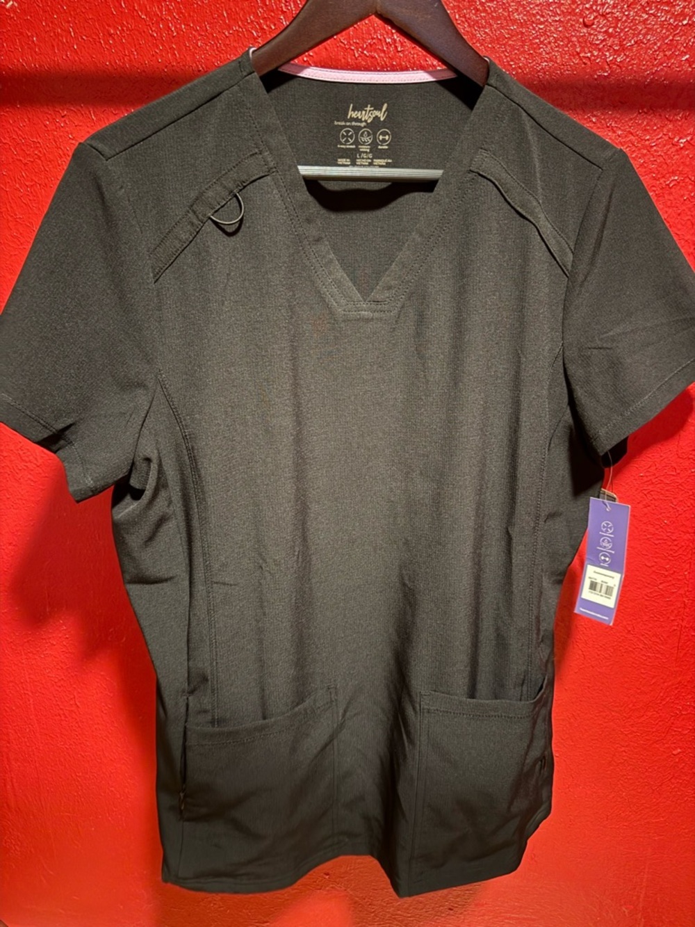 07. NWT HeartSoul Black V-Neck Scrub Top